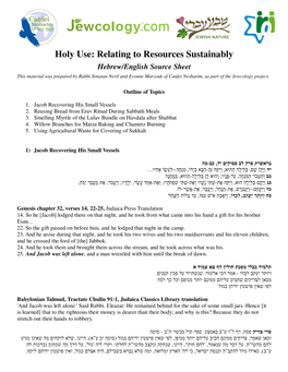 Holy Use: Relating to Resources Sustainably