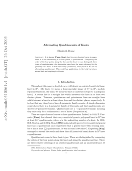 Arxiv:Math/0510561V1 [Math.GT] 26 Oct 2005 Tlat2 Least at ..Mro N ...Mn [ Mond D.M.Q