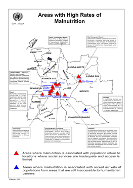 Areas with High Rates of Malnutrition OCHA - ANGOLA