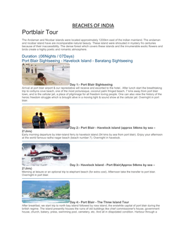 Portblair Tour