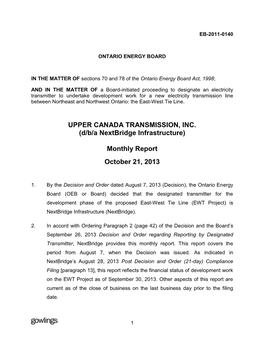 UPPER CANADA TRANSMISSION, INC. (D/B/A Nextbridge Infrastructure)