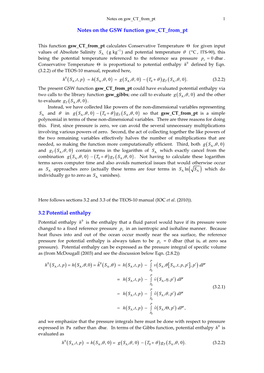 Notes on the GSW Function Gsw CT from Pt 3.2 Potential