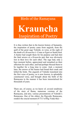 Krauncha Inspiration of Poetry