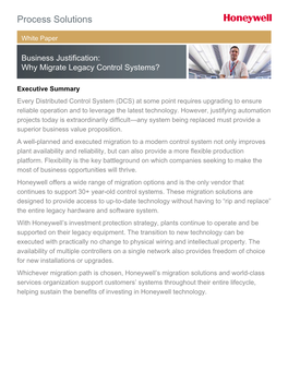 Business Justification: Why Migrate Legacy Control Systems?