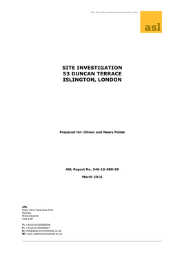 Site Investigation 53 Duncan Terrace Islington, London