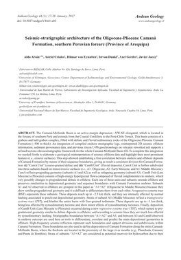 Seismic-Stratigraphic Architecture of the Oligocene-Pliocene Camaná Formation, Southern Peruvian Forearc (Province of Arequipa)