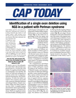 Identification of a Single Exon Deletion Using NGS in a Patient with Perlman Syndrome