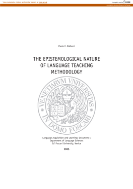 The Epistemological Nature of Language Teaching Methodology 3