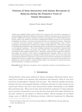 Patterns of State Interaction with Islamic Movements in Malaysia During the Formative Years of Islamic Resurgence