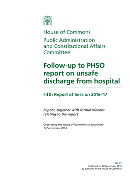 Follow-Up to PHSO Report on Unsafe Discharge from Hospital