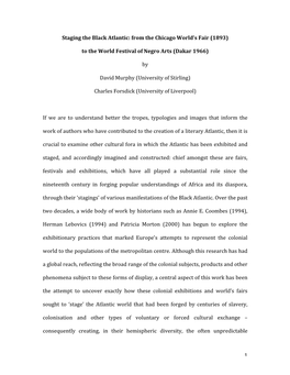 1 Staging the Black Atlantic: from the Chicago World's Fair (1893) To