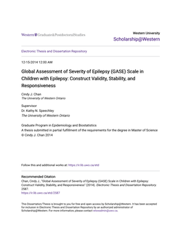 Global Assessment of Severity of Epilepsy (GASE) Scale in Children with Epilepsy: Construct Validity, Stability, and Responsiveness