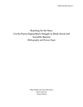 Cecilia Payne-Gaposchkin's Struggle to Break Social and Scientific Barriers Bibliography and Process Paper