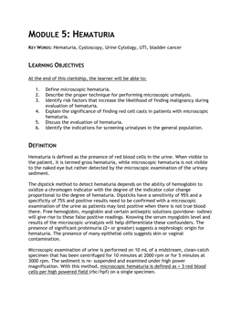 Module 5: Hematuria