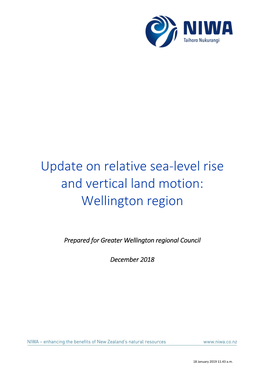 Update on Relative Sea-Level Rise and Vertical Land Motion: Wellington Region