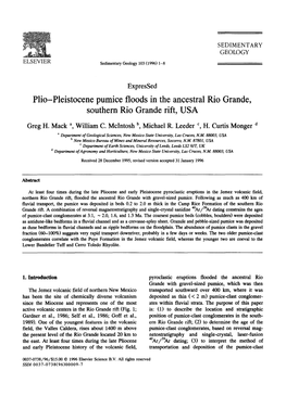 Plio-Pleistocene Pumice Floods in the Ancestral Rio Grande, Southern Rio Grande Rift, USA