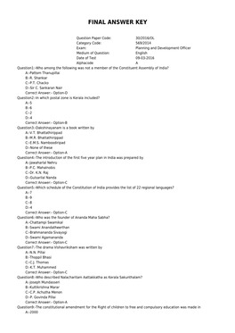 Final Answer Key