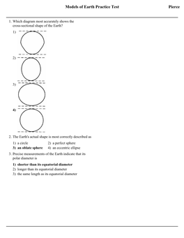 Models of Earth Practice Test Pierce