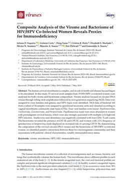 Composite Analysis of the Virome and Bacteriome of HIV/HPV Co-Infected Women Reveals Proxies for Immunodeﬁciency