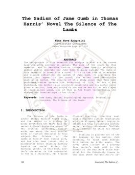 The Sadism of Jame Gumb in Thomas Harris' Novel the Silence of the Lambs