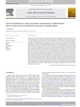 Flower Development in Abrus Precatorius (Leguminosae: Papilionoideae: Abreae) and a Review of Androecial Characters in Papilionoideae