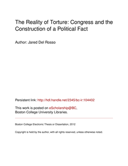 The Reality of Torture: Congress and the Construction of a Political Fact