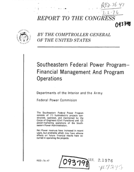 RED-76-47 Southeastern Federal Power Program