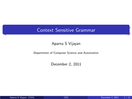 Context Sensitive Grammar