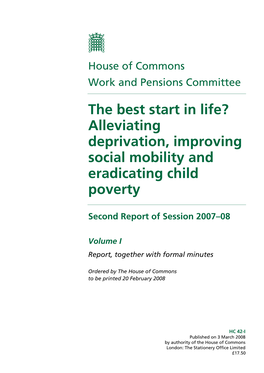 Deprivation, Improving Social Mobility and Eradicating Child Poverty