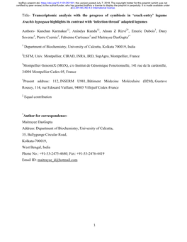 Title- Transcriptomic Analysis with the Progress of Symbiosis in 'Crack