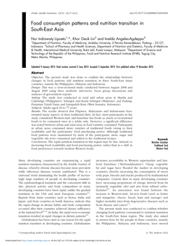 Food Consumption Patterns and Nutrition Transition in South-East Asia