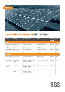 SGS Reference for Photovoltaic Projects PDF / 474.67 KB