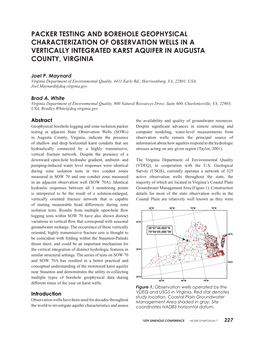 Packer Testing and Borehole Geophysical Characterization of Observation Wells in a Vertically Integrated Karst Aquifer in Augusta County, Virginia