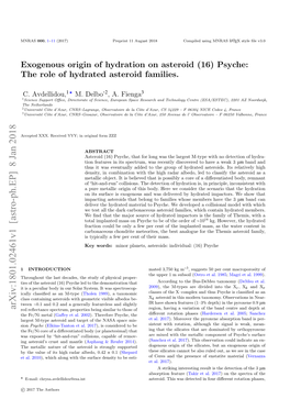 Exogenous Origin of Hydration on Asteroid (16) Psyche: the Role of Hydrated Asteroid Families