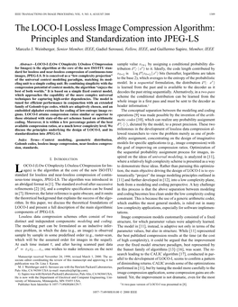 The LOCO-I Lossless Image Compression Algorithm: Principles and Standardization Into JPEG-LS Marcelo J