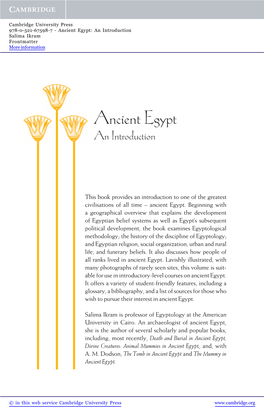 Ancient Egypt: an Introduction Salima Ikram Frontmatter More Information
