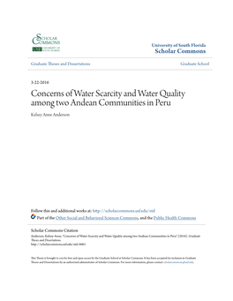 Concerns of Water Scarcity and Water Quality Among Two Andean Communities in Peru Kelsey Anne Anderson