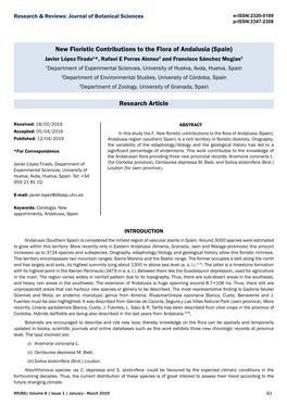 New Floristic Contributions to the Flora of Andalusia (Spain)