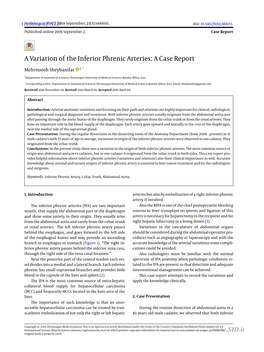 A Variation of the Inferior Phrenic Arteries: a Case Report