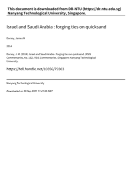 Israel and Saudi Arabia : Forging Ties on Quicksand