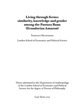 Similarity, Knowledge and Gender Among the Pastaza Runa (Ecuadorian Amazon)