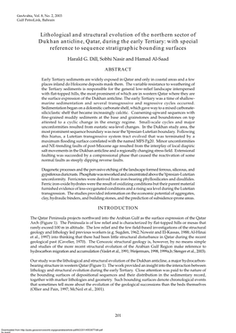 Lithological and Structural Evolution of the Northern Sector of Dukhan Anticline, Qatar, During the Early Tertiary