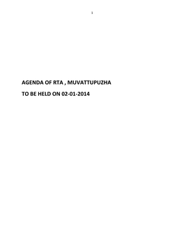 Agenda of Rta , Muvattupuzha to Be Held on 02-01-2014