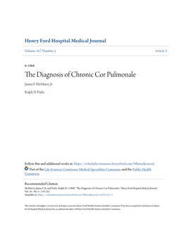 The Diagnosis of Chronic Cor Pulmonale James F