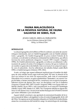 FAUNA MALACOLOGICA DE LA RESERVA NATURAL DE FAUNA SALVATGE DE SEBES, Fllx
