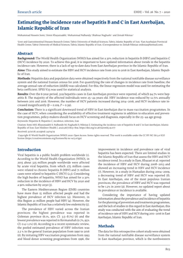 Estimating the Incidence Rate of Hepatitis B and C in East Azerbaijan, Islamic Republic of Iran