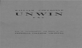 Unwin Catalogue