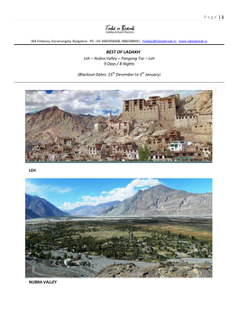 BEST of LADAKH Leh – Nubra Valley – Pangong Tso – Leh 9 Days / 8 Nights