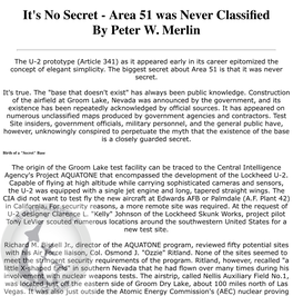 It's No Secret - Area 51 Was Never Classiﬁed by Peter W