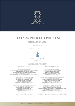 European Inter-Club Weekend General Information